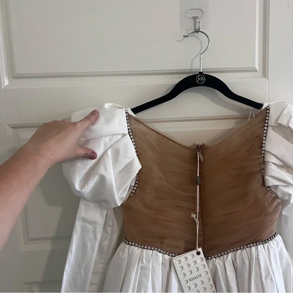 KHAITE Tracy crystal-embellished ruched tulle and cotton-sateen dress SIZE 2 - Picture 12 of 15